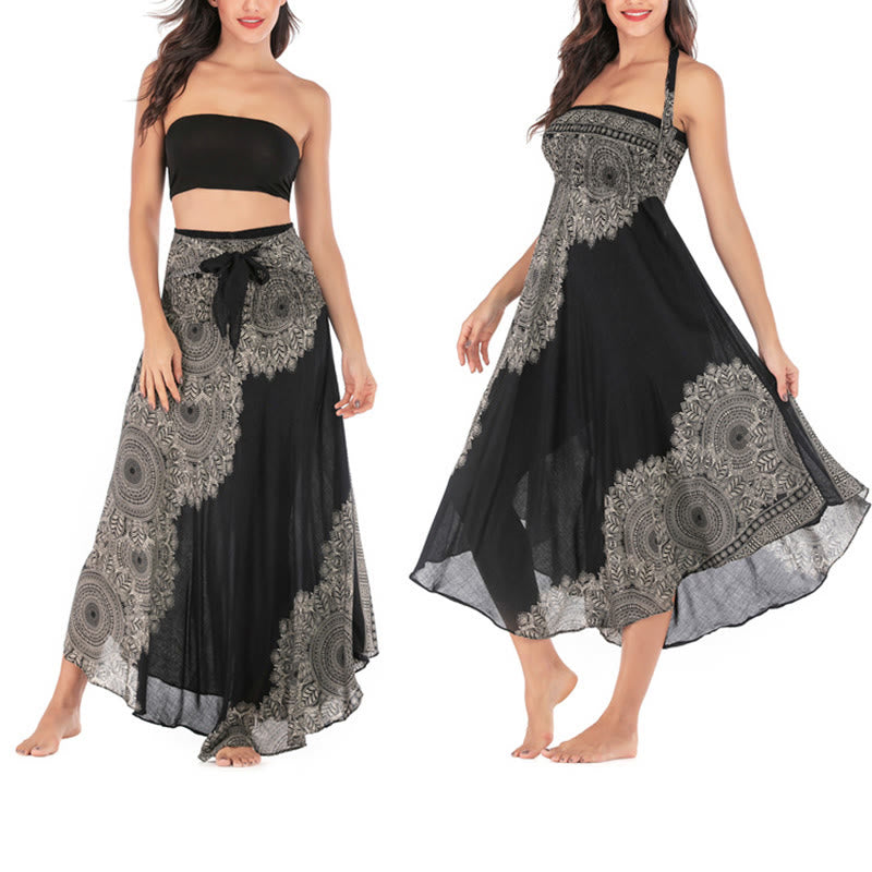 Buddha Stones Dos Estilos Vestir Boho Mandala Flor Falda Vestido Playa - image 12