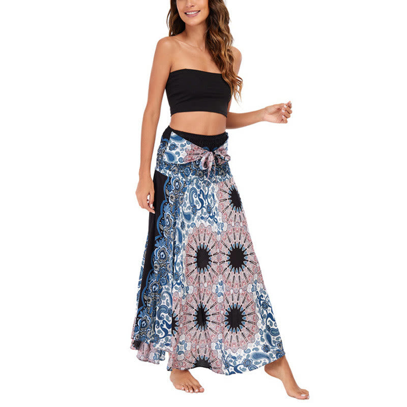 	 Buddha Stones Dos Estilos Vestido Con Mandala Flor Bohemia Gota De Agua Falda Con Cordones - image 11