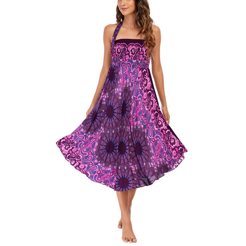 	 Buddha Stones Dos Estilos Vestido Con Mandala Flor Bohemia Gota De Agua Falda Con Cordones - image 7