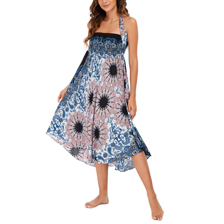 	 Buddha Stones Dos Estilos Vestido Con Mandala Flor Bohemia Gota De Agua Falda Con Cordones - image 10