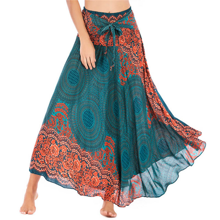 Vestido con falda de encaje y estampado de rosa de los vientos estilo bohemio de Buddha Stones Two Style Wear - Verde mar claro - US4-12, UK/AU8-16, EU36-44 (F) - image 0