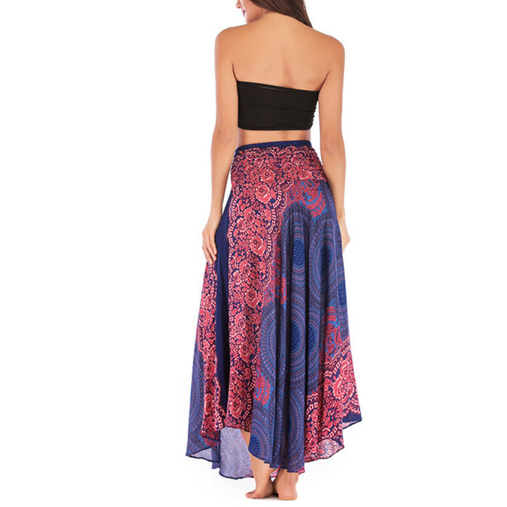 Vestido con falda de encaje y estampado de rosa de los vientos estilo bohemio de Buddha Stones Two Style Wear - image 13