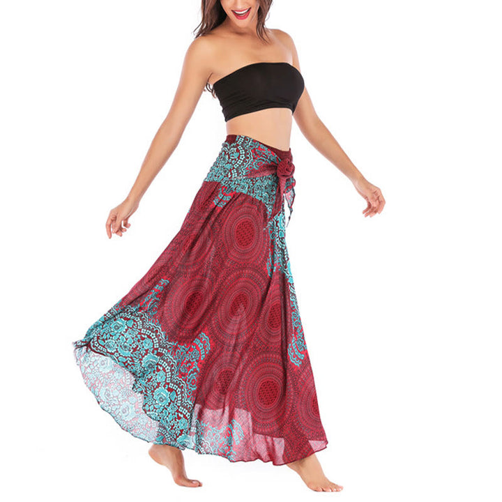 Vestido con falda de encaje y estampado de rosa de los vientos estilo bohemio de Buddha Stones Two Style Wear - image 38