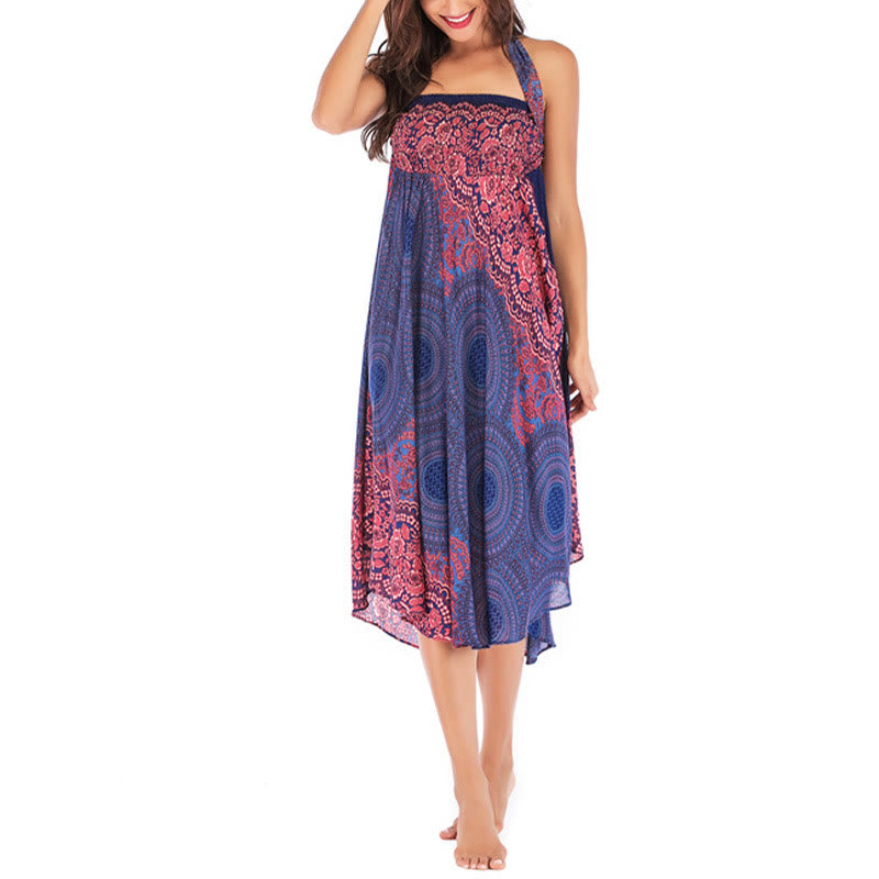 Vestido con falda de encaje y estampado de rosa de los vientos estilo bohemio de Buddha Stones Two Style Wear - image 15