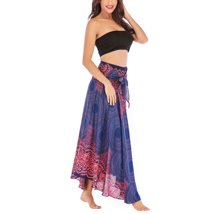 Vestido con falda de encaje y estampado de rosa de los vientos estilo bohemio de Buddha Stones Two Style Wear - image 12