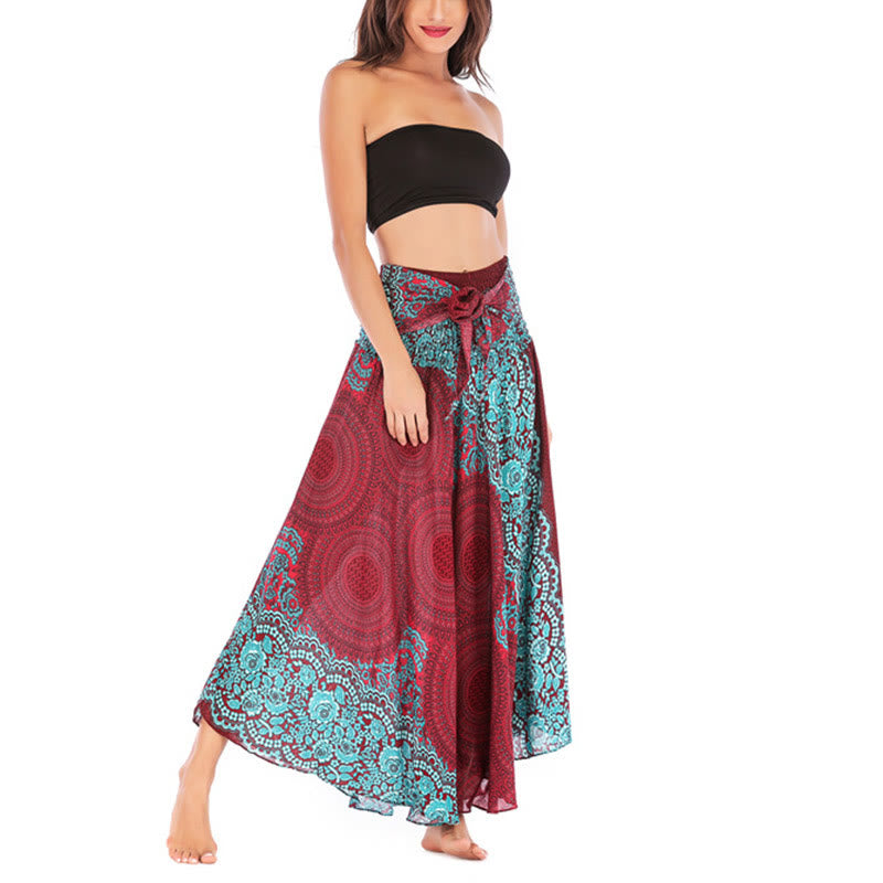 Vestido con falda de encaje y estampado de rosa de los vientos estilo bohemio de Buddha Stones Two Style Wear - image 40