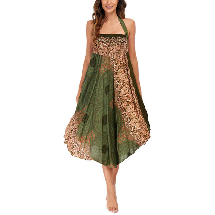 Vestido con falda de encaje y estampado de rosa de los vientos estilo bohemio de Buddha Stones Two Style Wear - image 24