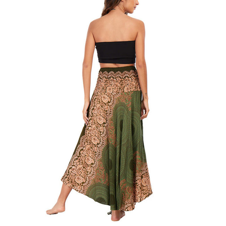 Vestido con falda de encaje y estampado de rosa de los vientos estilo bohemio de Buddha Stones Two Style Wear - image 22