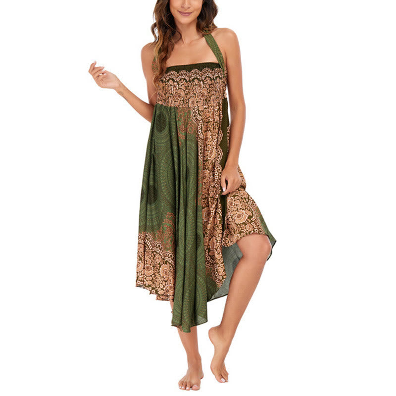 Vestido con falda de encaje y estampado de rosa de los vientos estilo bohemio de Buddha Stones Two Style Wear - image 25