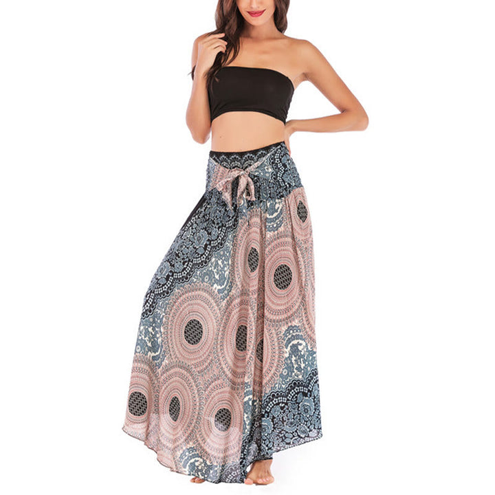 Vestido con falda de encaje y estampado de rosa de los vientos estilo bohemio de Buddha Stones Two Style Wear - image 27