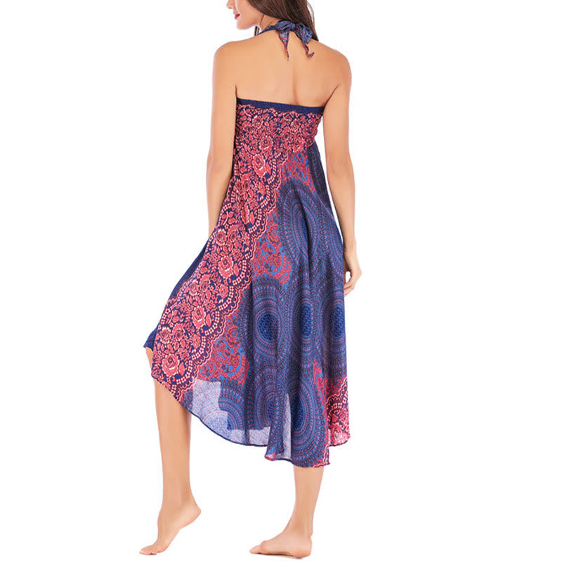 Vestido con falda de encaje y estampado de rosa de los vientos estilo bohemio de Buddha Stones Two Style Wear - image 16