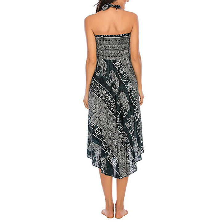 Buddha Stones Estilo Doble Vestir Boho Elefante Geometría Falda con Lazo - image 7