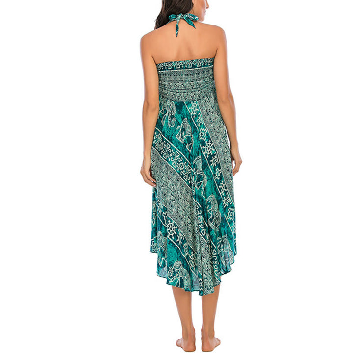 Buddha Stones Estilo Doble Vestir Boho Elefante Geometría Falda con Lazo - image 31