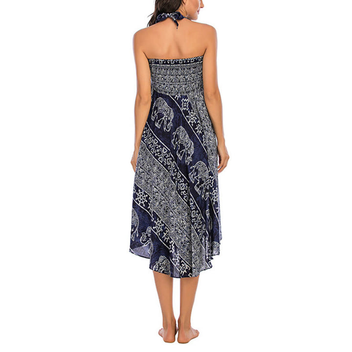 Buddha Stones Estilo Doble Vestir Boho Elefante Geometría Falda con Lazo - image 23