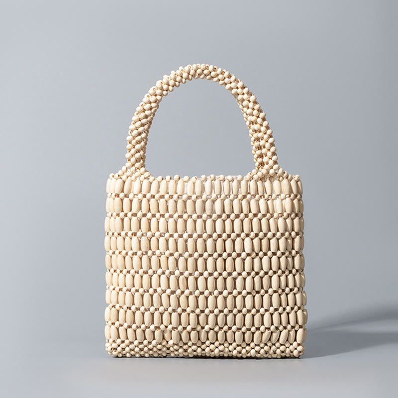 Bolso de Mano de Cuentas de Madera Tejido a Mano con Piedras de Buda