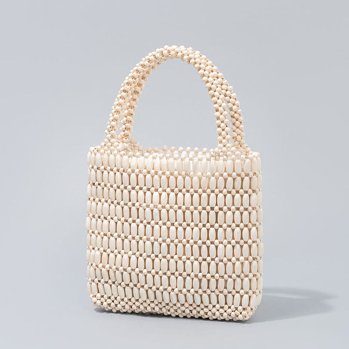 Bolso de Mano de Cuentas de Madera Tejido a Mano con Piedras de Buda