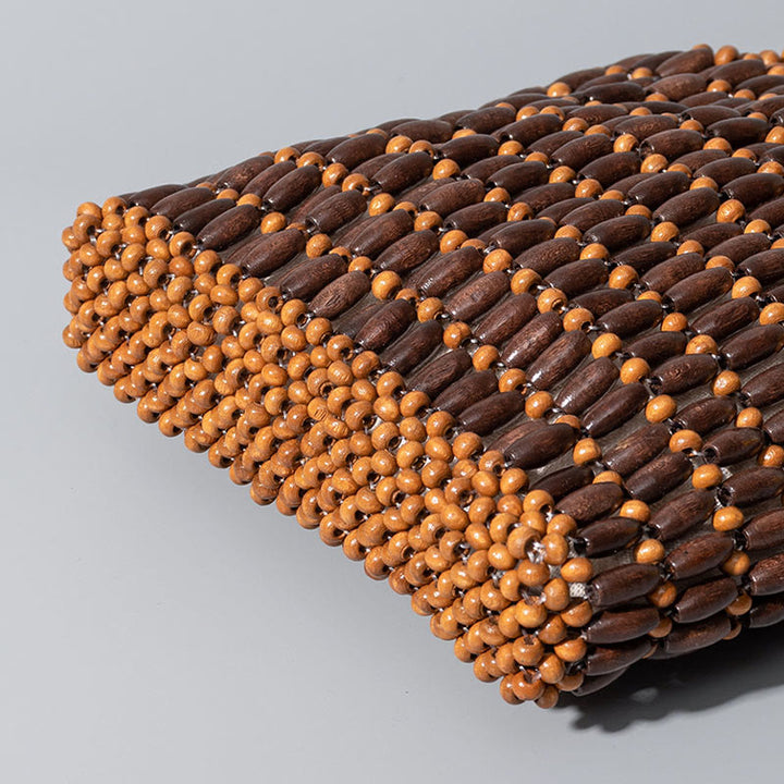 Bolso de Mano de Cuentas de Madera Tejido a Mano con Piedras de Buda