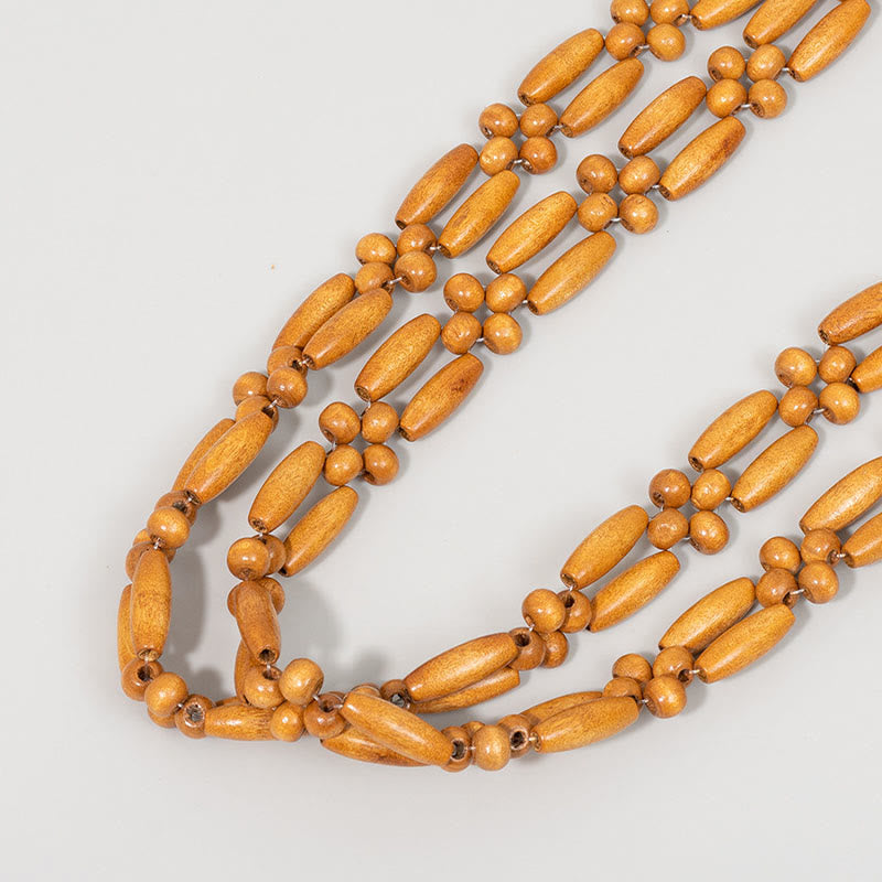 Bolso de hombro con cuentas de madera tejidas a mano con piedras de Buda