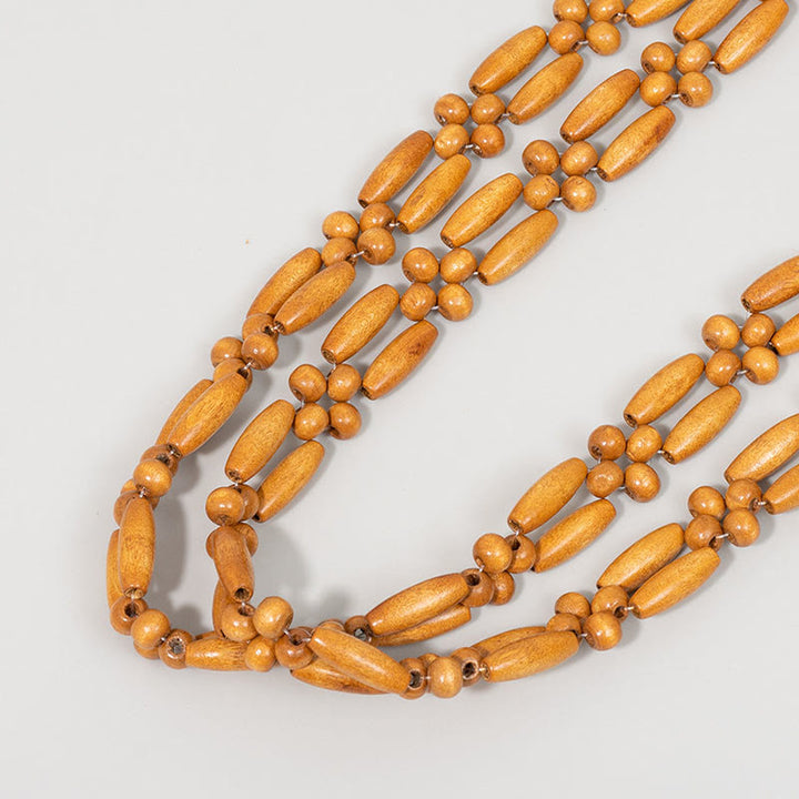 Bolso de hombro con cuentas de madera tejidas a mano con piedras de Buda