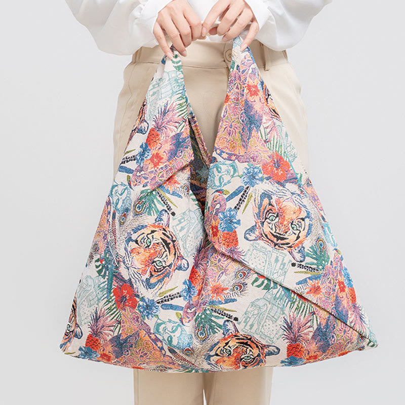 Buddha Piedras Geometría Tigre Flores Leopardo Rayas Estampado Bolsa de Hombro Triangular Bajo el Brazo