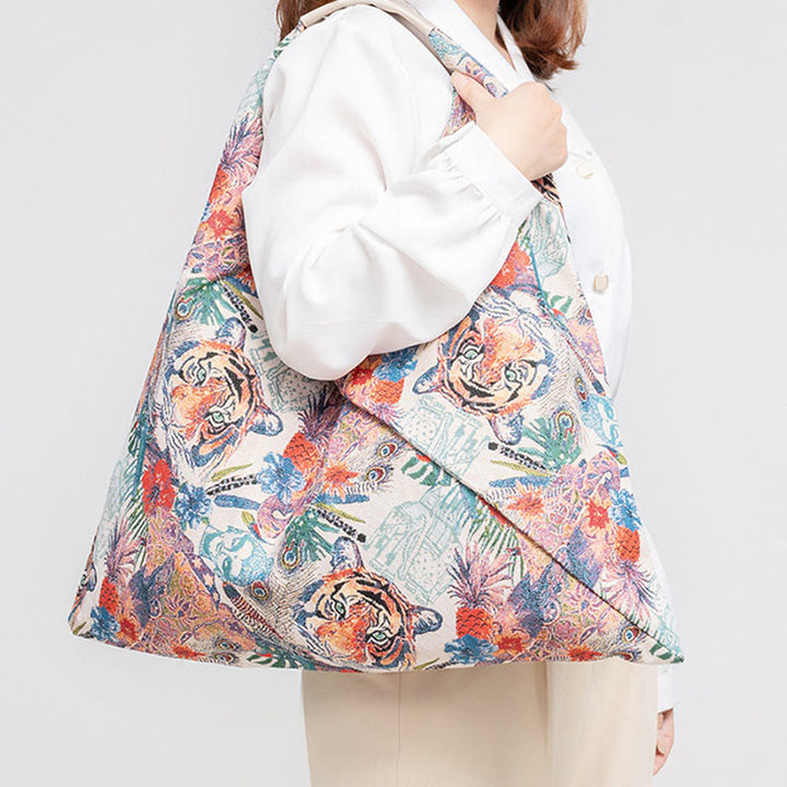 Buddha Piedras Geometría Tigre Flores Leopardo Rayas Estampado Bolsa de Hombro Triangular Bajo el Brazo