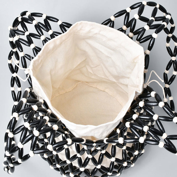 Bolso de Hombre de Piedras de Buda Tejido a Mano con Cuentas de Madera