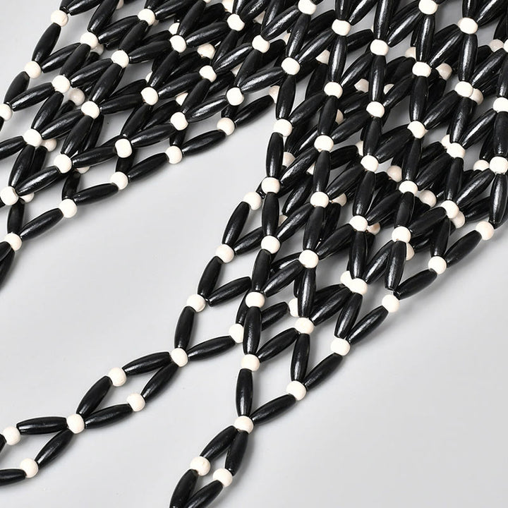 Bolso de Hombre de Piedras de Buda Tejido a Mano con Cuentas de Madera