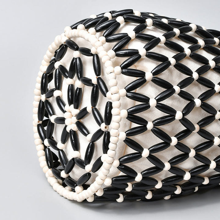 Bolso de Hombre de Piedras de Buda Tejido a Mano con Cuentas de Madera