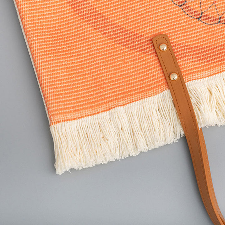 Bolso de Hombro de Lona con Borlas y Mandala Atrapasueños de Gran Capacidad con Piedras de Buda