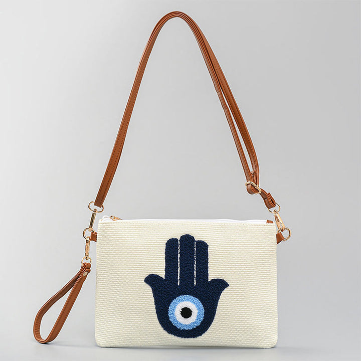 Buddha Stones Evil Eye Leaf Hamsa Lienzo Bandolera Bolsa de Hombro Bolsa