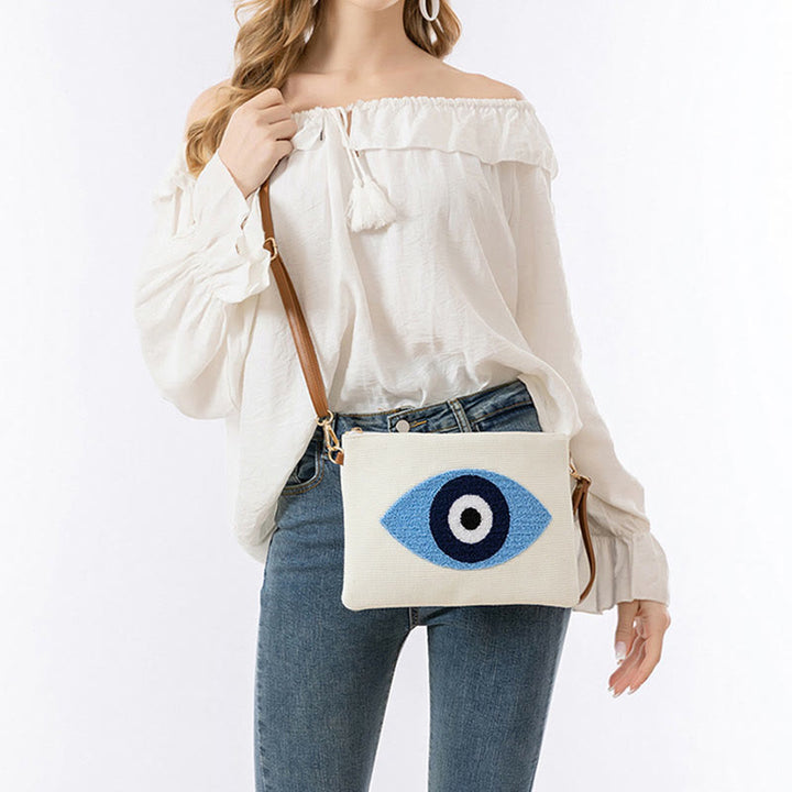 Buddha Stones Evil Eye Leaf Hamsa Lienzo Bandolera Bolsa de Hombro Bolsa
