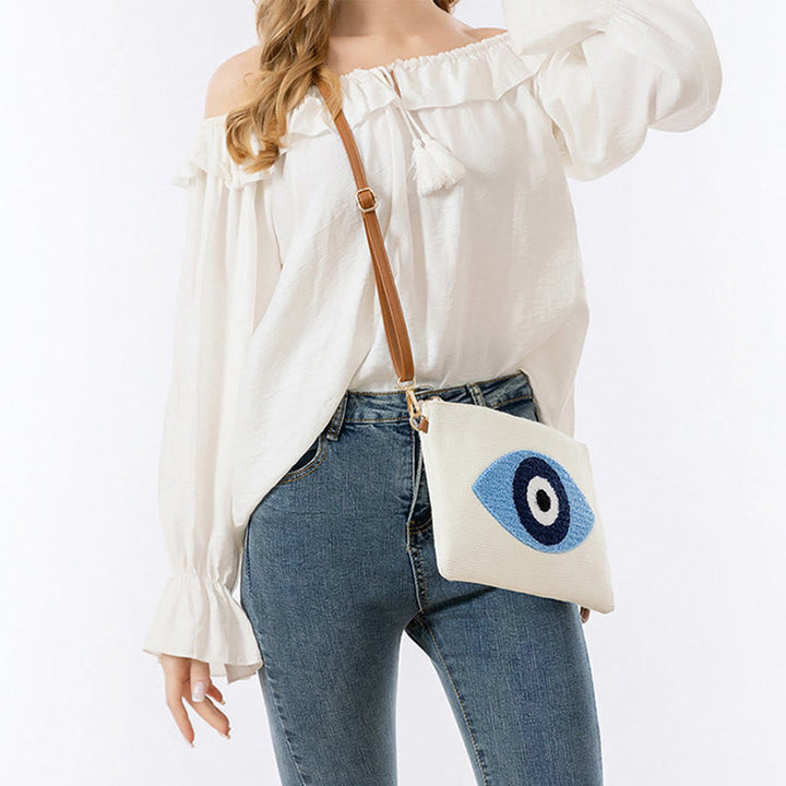 Buddha Stones Evil Eye Leaf Hamsa Lienzo Bandolera Bolsa de Hombro Bolsa