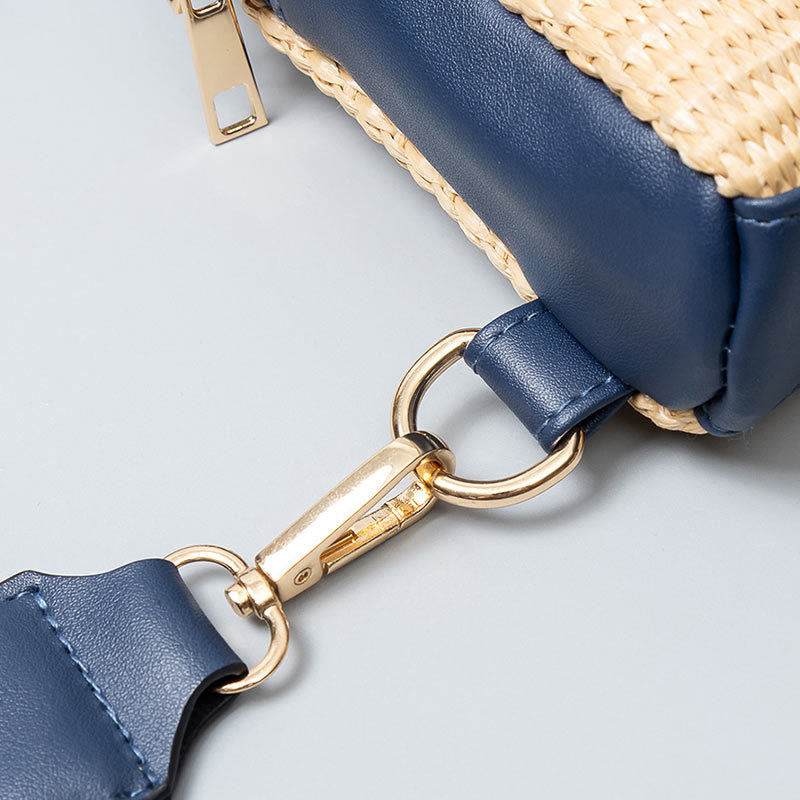 Bolsa de mano de piedra Buda pequeña geometría tejida de paja cruzada