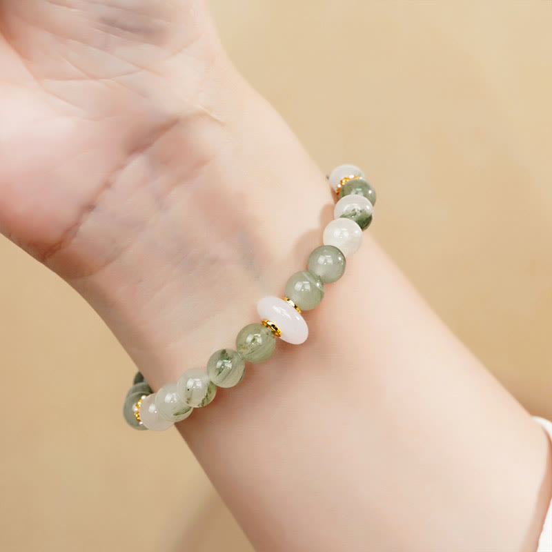 Pulsera de Suerte de Calcedonia de Jade Natural del Tianshan de Piedras de Buda