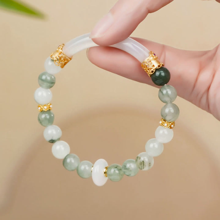 Pulsera de Suerte de Calcedonia de Jade Natural del Tianshan de Piedras de Buda