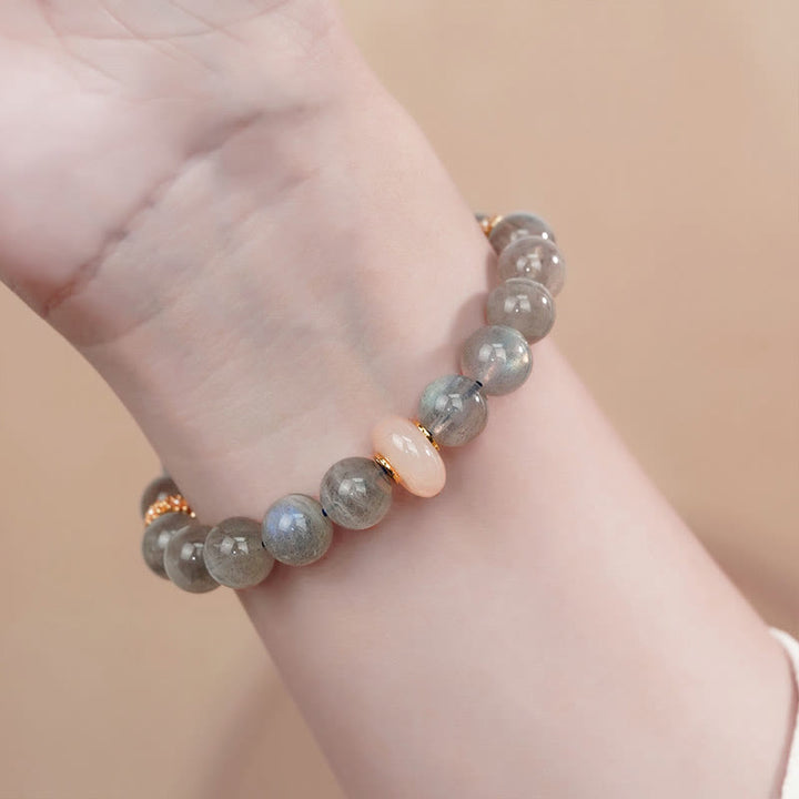 Pulsera de Sanación de Piedra de Buda con Labradorita Natural y Piedra de Luna