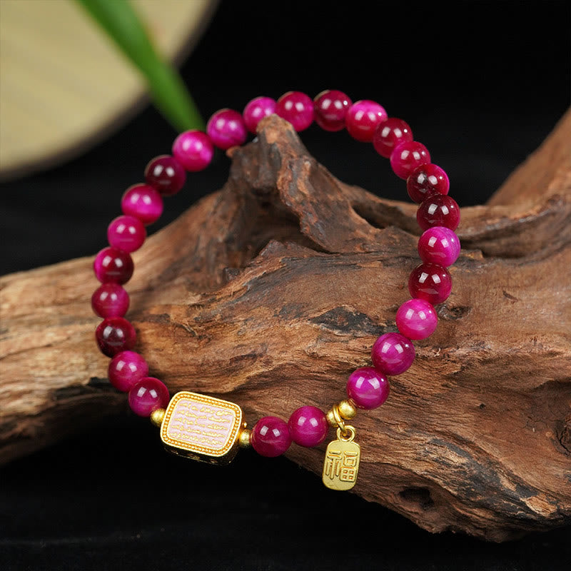 Pulsera de Coraje con Cuentas de Ojo de Tigre Rojo y Piedra de Buda