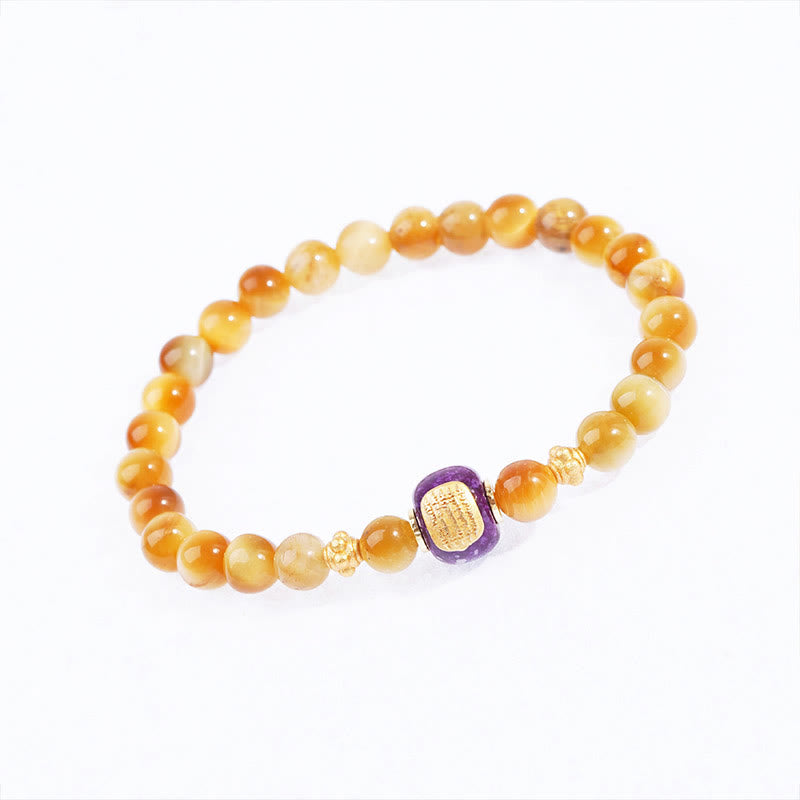 Pulsera de Protección de la Suerte con Cuentas de Ojo de Tigre y Piedras de Buda
