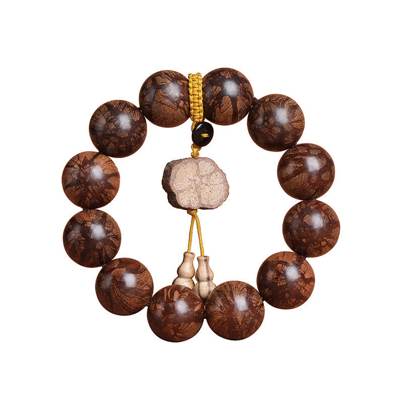 Pulsera de paz interior de madera de ciruelo con piedras de Buda