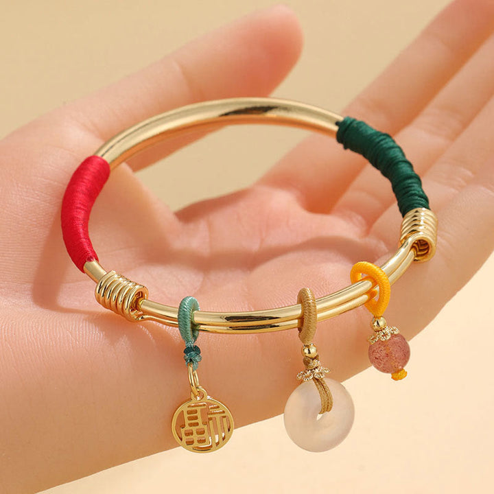 Buddha Piedras Pulsera de Amor con Flor de la Suerte y Broche de Paz de Cristal Rosa