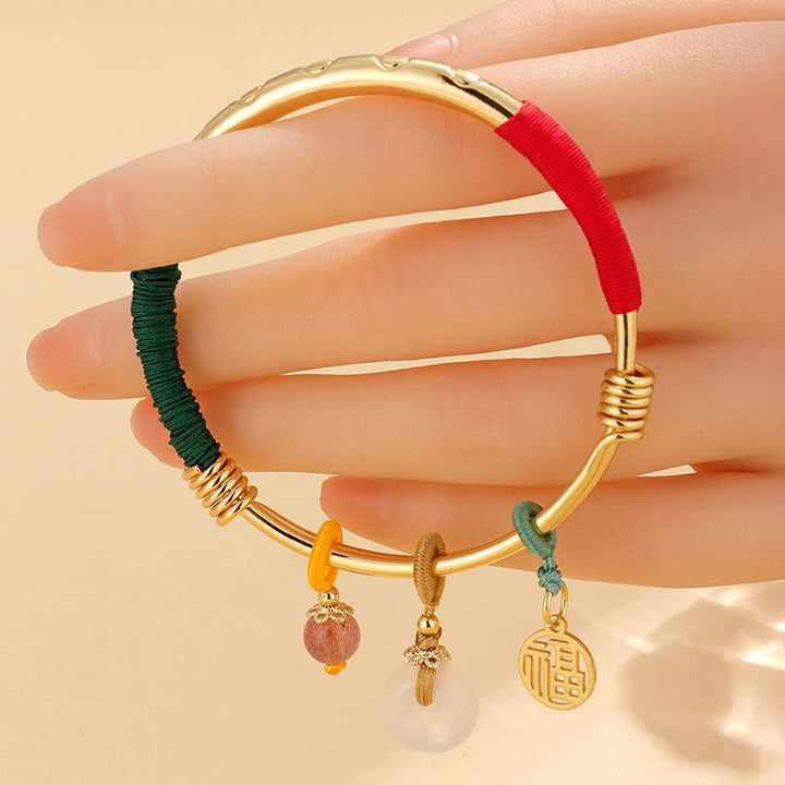 Buddha Piedras Pulsera de Amor con Flor de la Suerte y Broche de Paz de Cristal Rosa