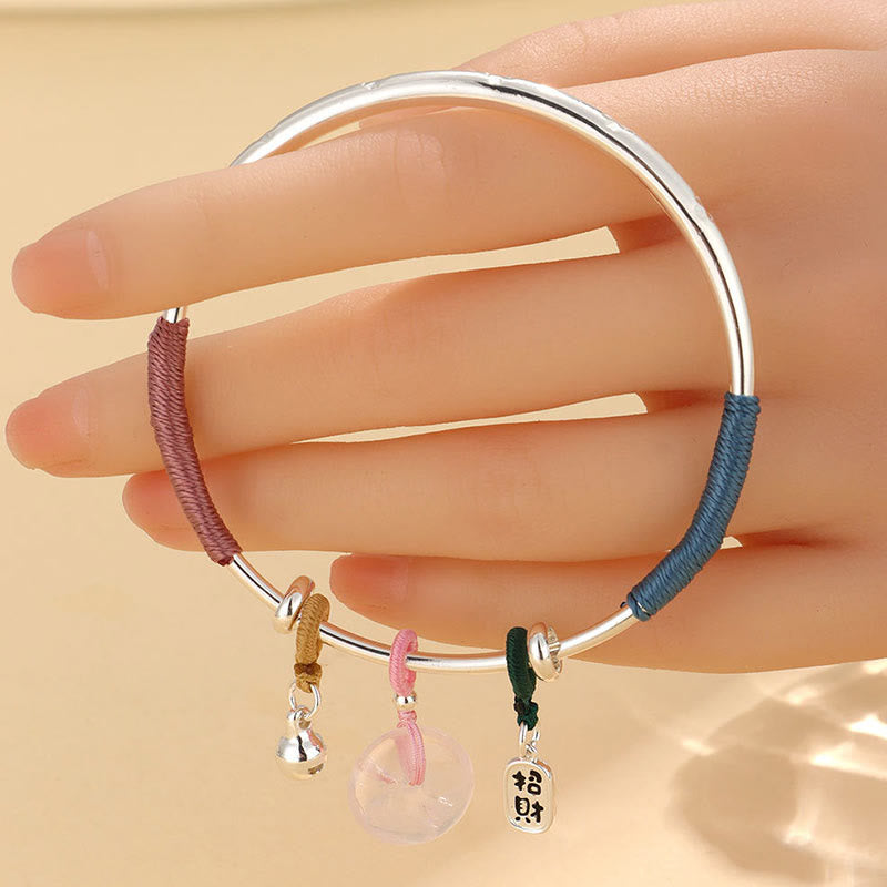 Buddha Piedras Pulsera de Amor con Flor de la Suerte y Broche de Paz de Cristal Rosa