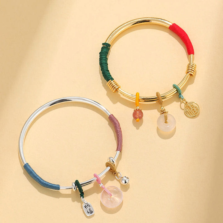 Buddha Piedras Pulsera de Amor con Flor de la Suerte y Broche de Paz de Cristal Rosa