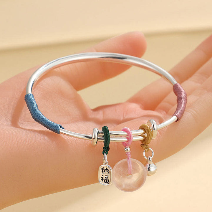 Buddha Piedras Pulsera de Amor con Flor de la Suerte y Broche de Paz de Cristal Rosa