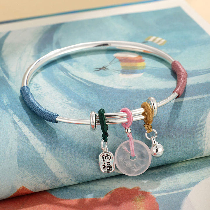 Buddha Piedras Pulsera de Amor con Flor de la Suerte y Broche de Paz de Cristal Rosa
