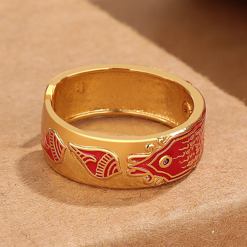 Anillo de curación de cobre con piedras de Buda y cinco escrituras