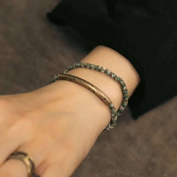 Buddha Stones Sodalite Picture Jasper Green Point Stone Harmony Wisdom Pulsera