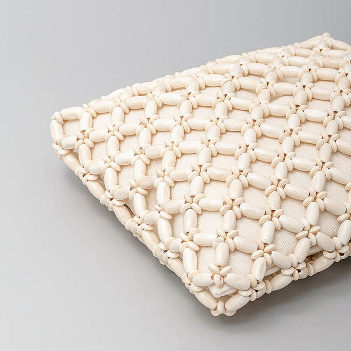 Bolso de mano de cuentas de madera tejidas a mano con piedras Buda