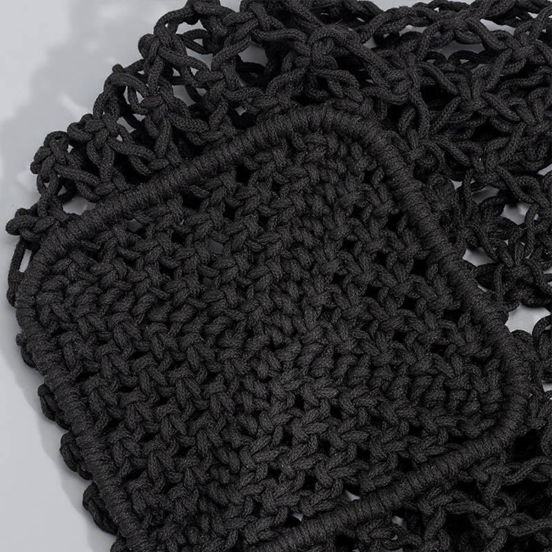 Bolso de Hombro Hecho a Mano con Hilo de Algodón y Piedras de Buda