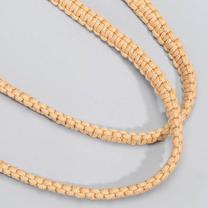 Bolso de Hombro Hecho a Mano con Hilo de Algodón y Piedras de Buda